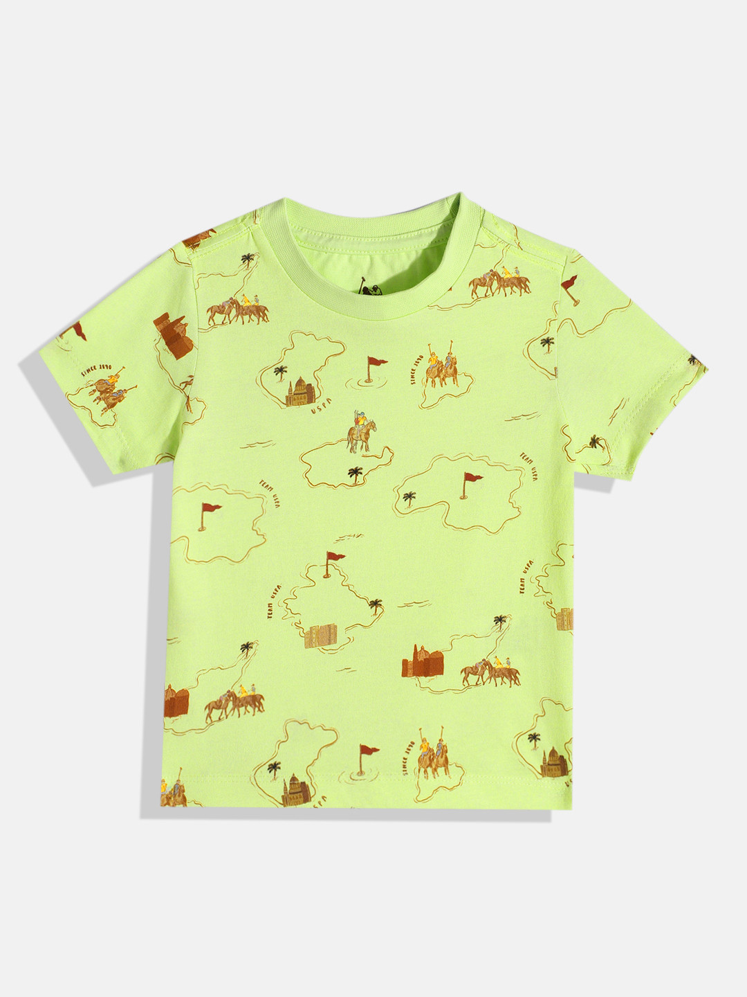

U.S. Polo Assn. Kids Boys Printed Pure Cotton T-shirt, Green