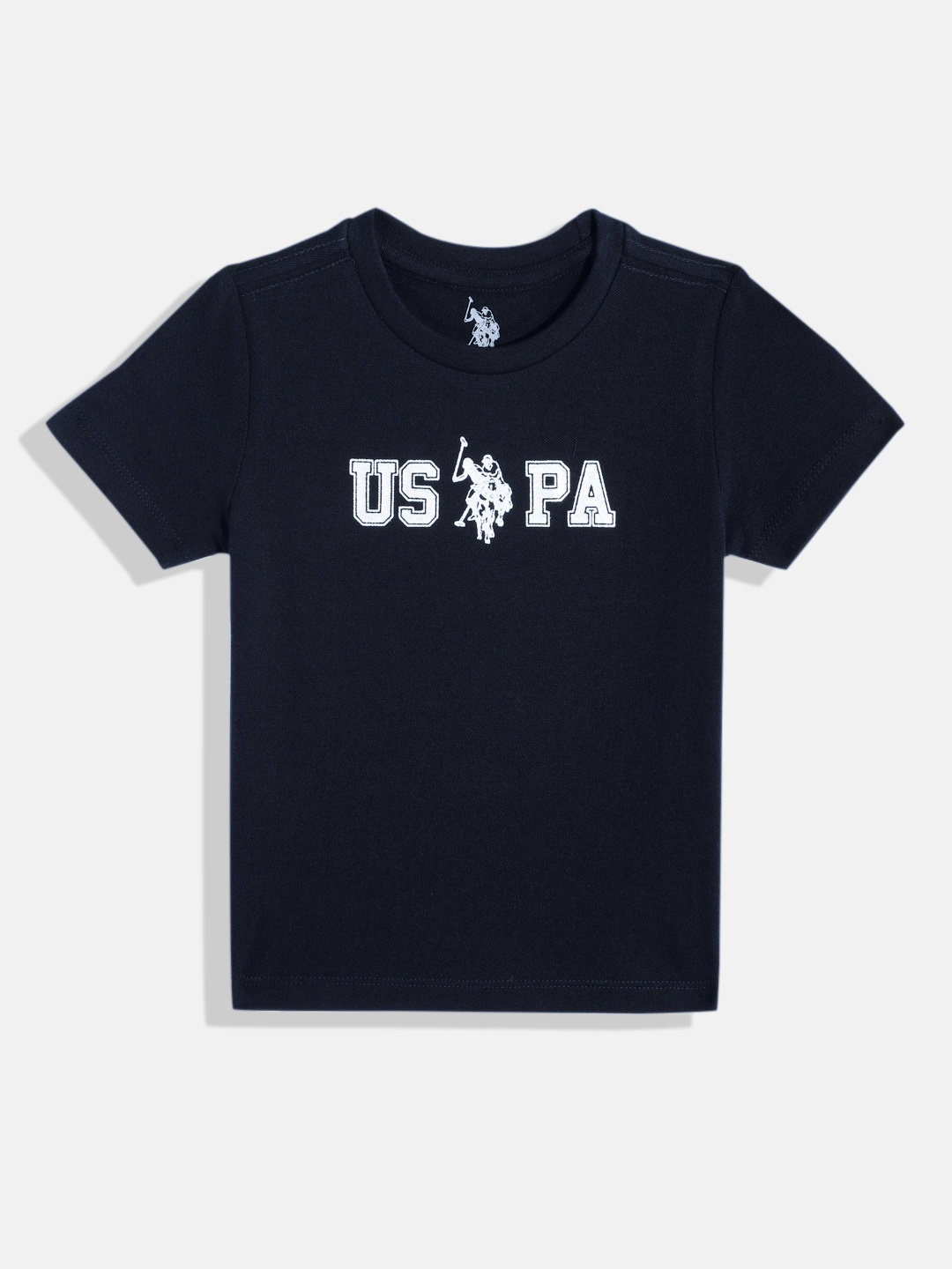 

U.S. Polo Assn. Kids Boys Brand Logo Printed Pure Cotton T-shirt, Navy blue