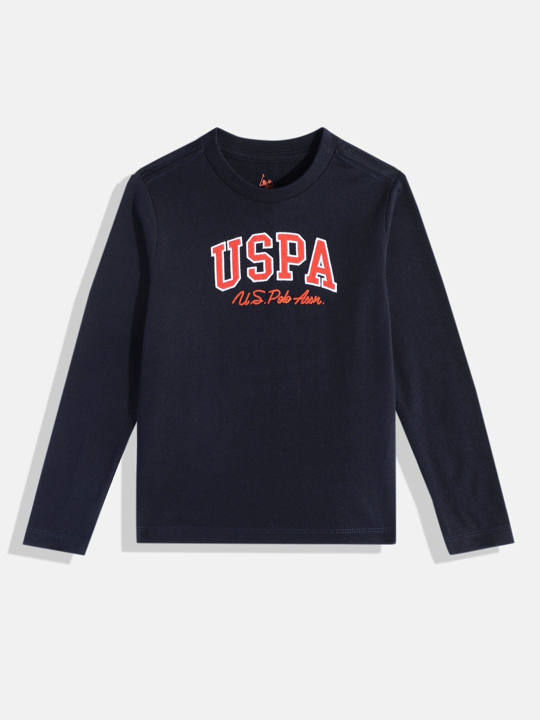 

U.S. Polo Assn. Kids Boys Typography Embroidered Pure Cotton T-shirt, Navy blue