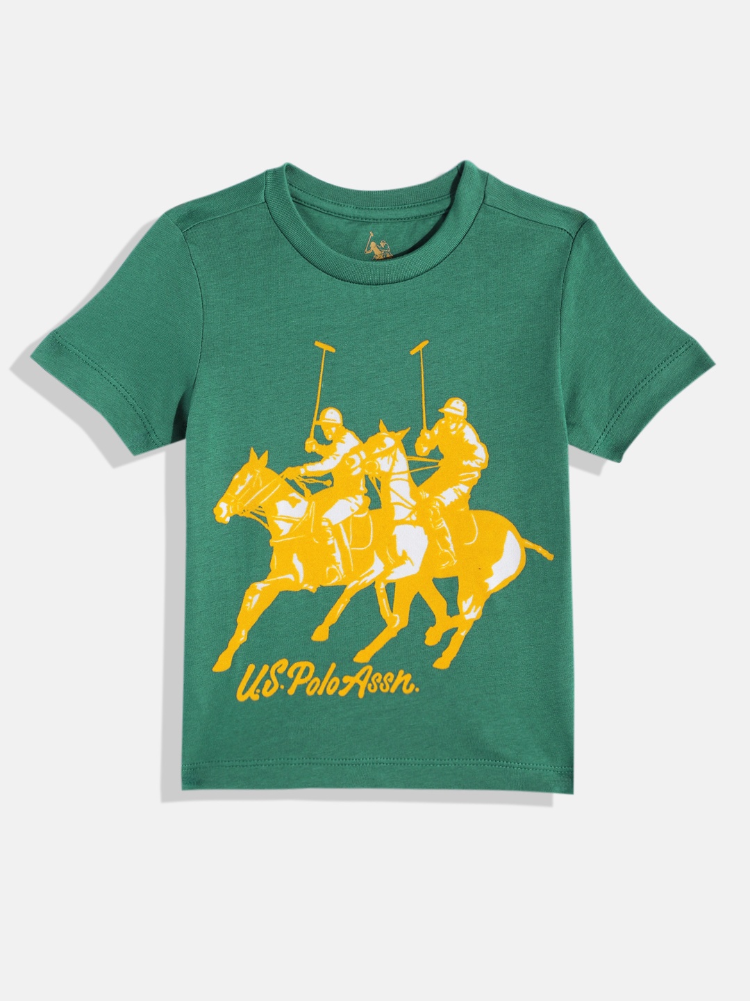 

U.S. Polo Assn. Kids Boys Brand Logo Printed Pure Cotton T-shirt, Green