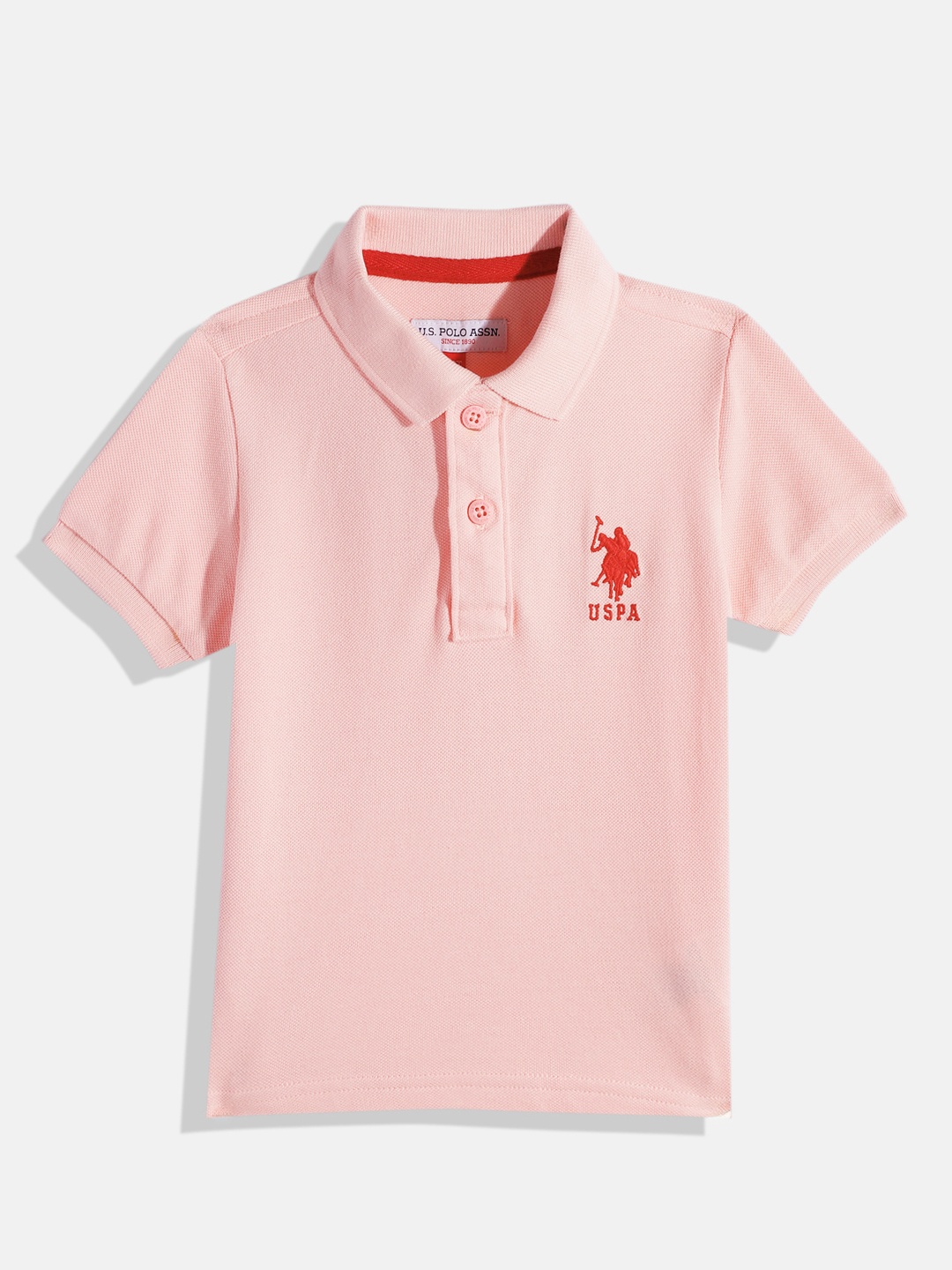 

U.S. Polo Assn. Kids Boys Polo Collar Pure Cotton T-shirt, Pink