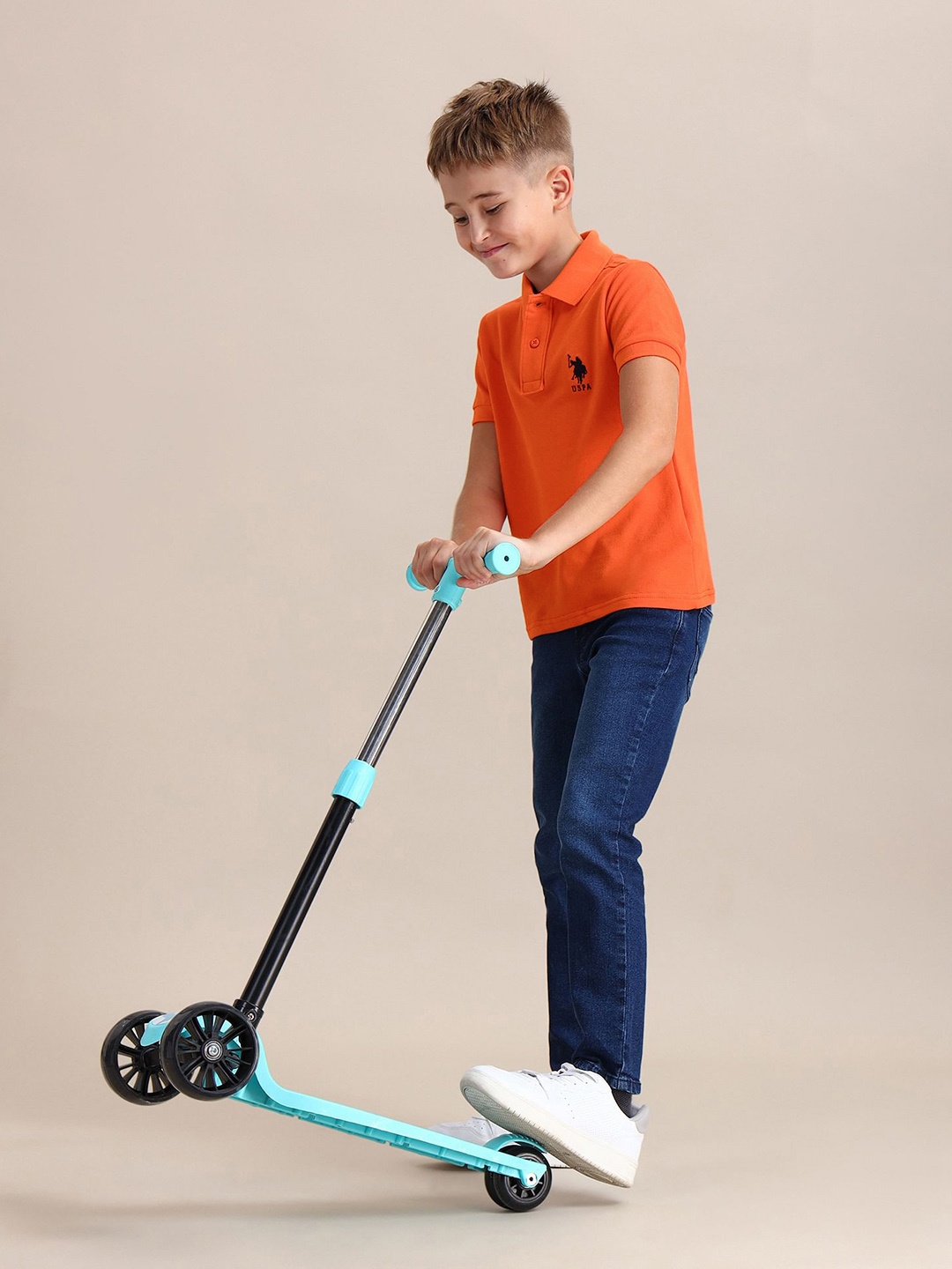 U.S. Polo Assn. Kids Boys Brand Logo Polo Collar T-shirt, Orange