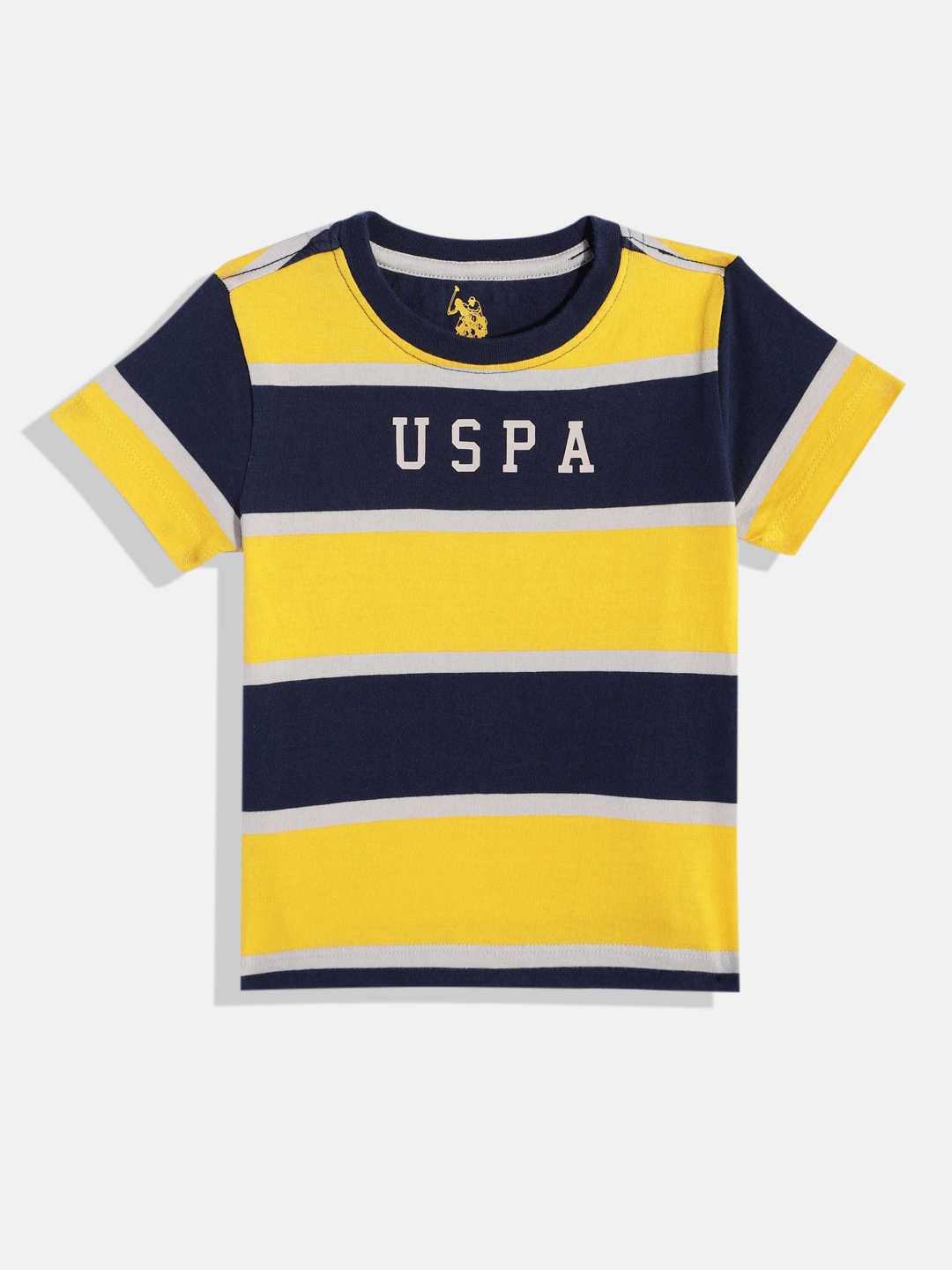 

U.S. Polo Assn. Kids Boys Striped Pure Cotton T-shirt, Mustard