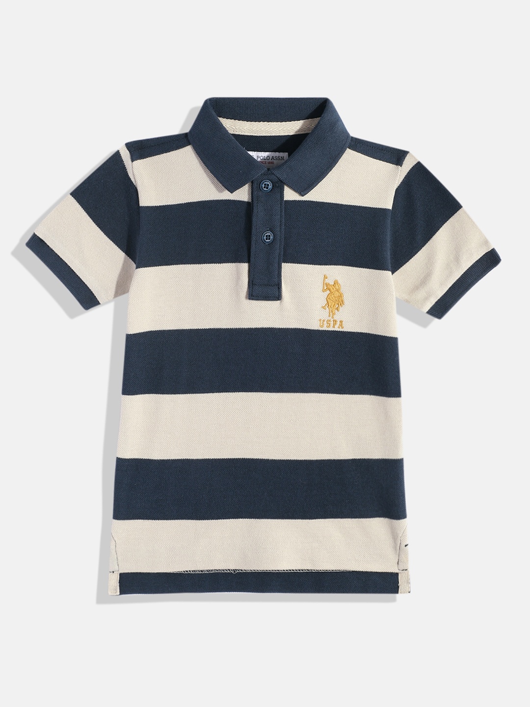 

U.S. Polo Assn. Kids Colourblocked Polo Collar Pure Cotton T-shirt, Navy blue