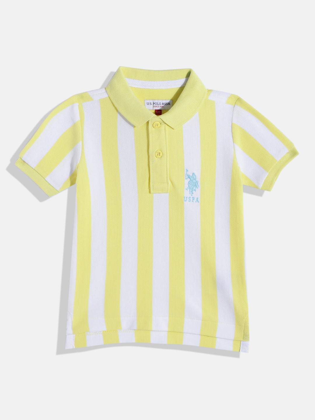 

U.S. Polo Assn. Kids Boys Striped Polo Collar Pure Cotton T-shirt, Green