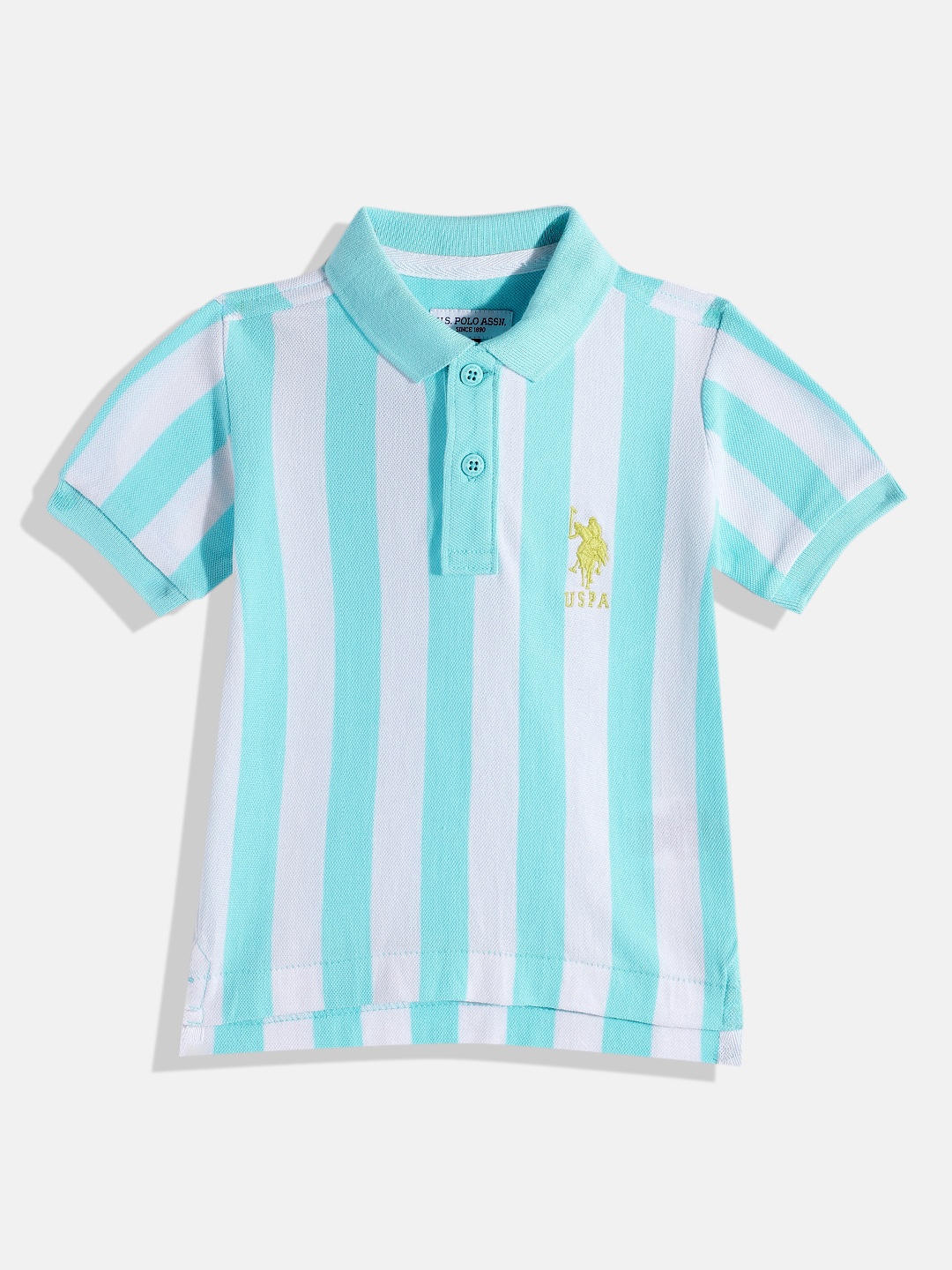 

U.S. Polo Assn. Kids Boys Striped Polo Collar Pure Cotton T-shirt, Blue