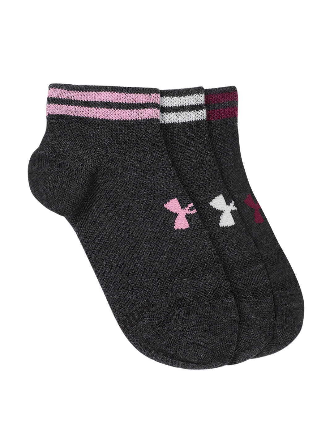 

UNDER ARMOUR Unisex Pack of 3 Ankle Length Odor Control Essential Low Cut Socks, Charcoal