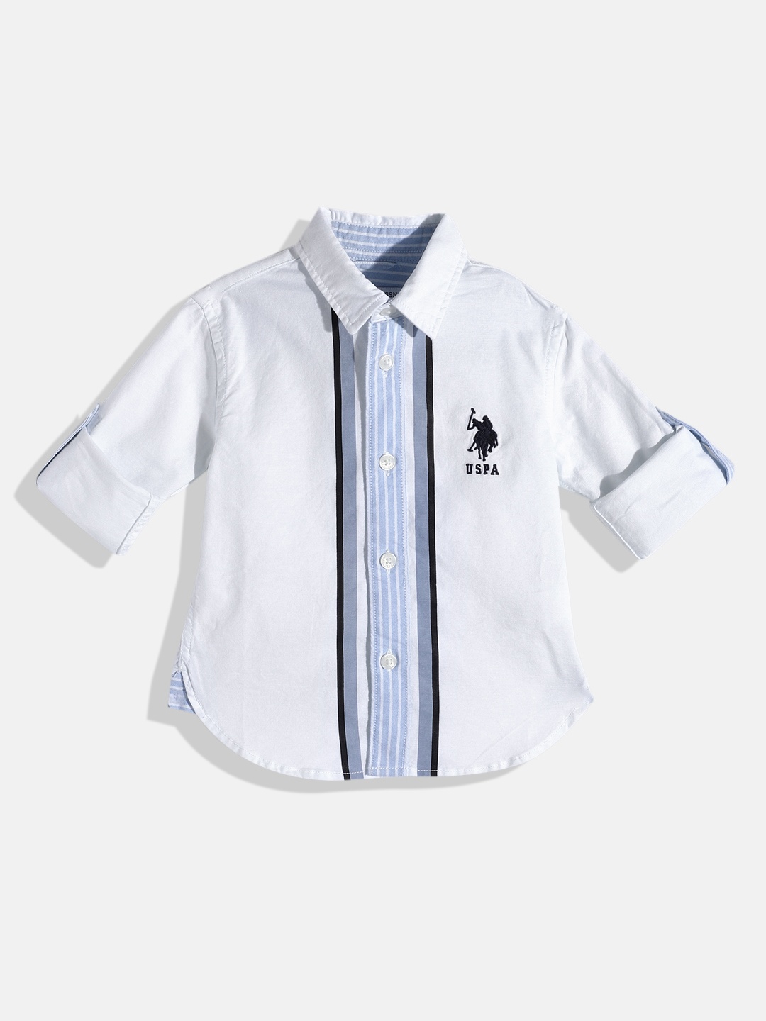 

U.S. Polo Assn. Kids Boys Striped Button Casual Shirt, White