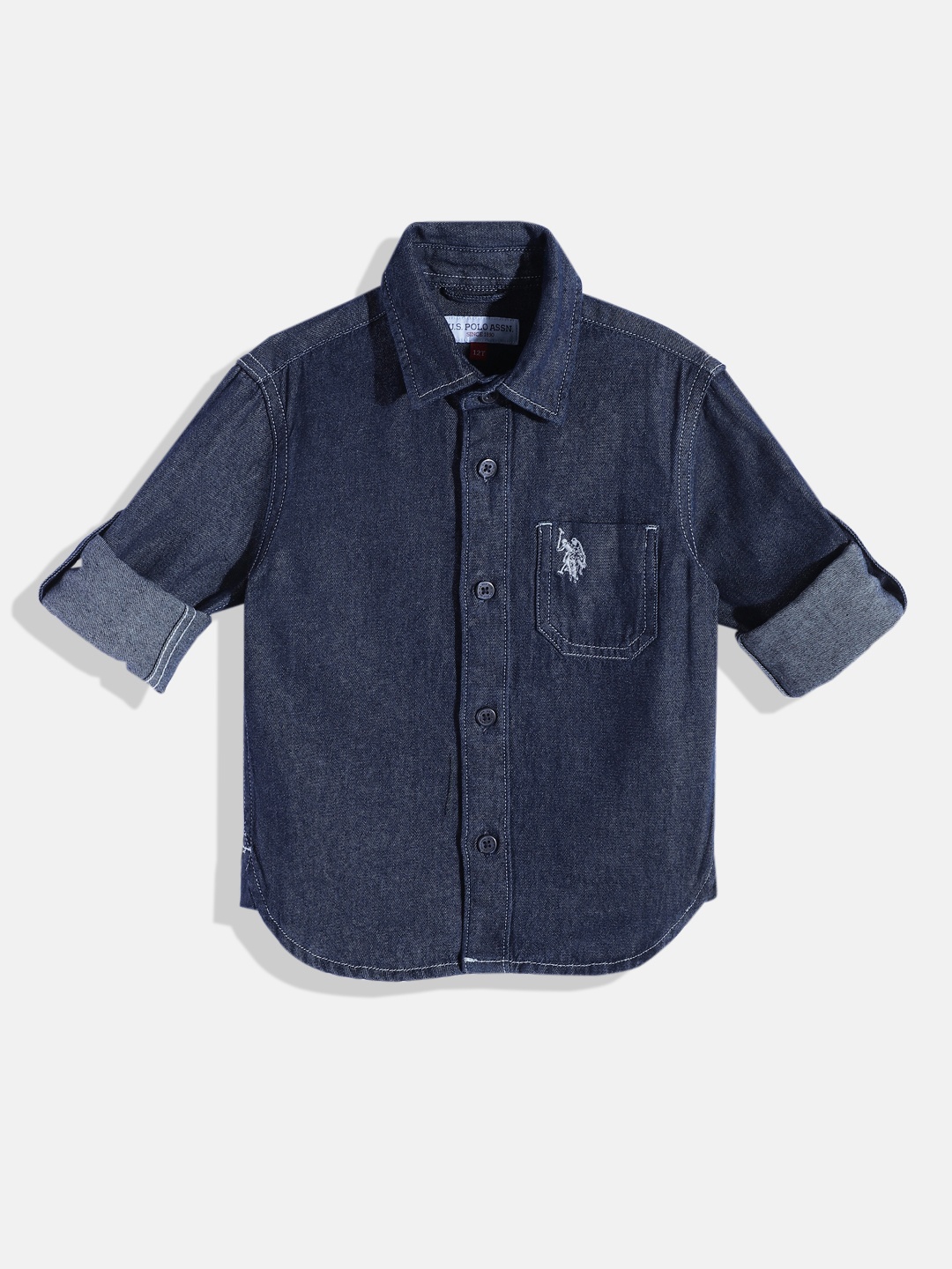 

U.S. Polo Assn. Kids Boys Spread Collar Pure Cotton Casual Shirt, Navy blue