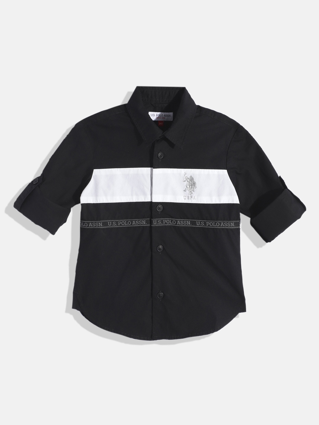 

U.S. Polo Assn. Kids Boys Horizontal Striped Casual Shirt, Black