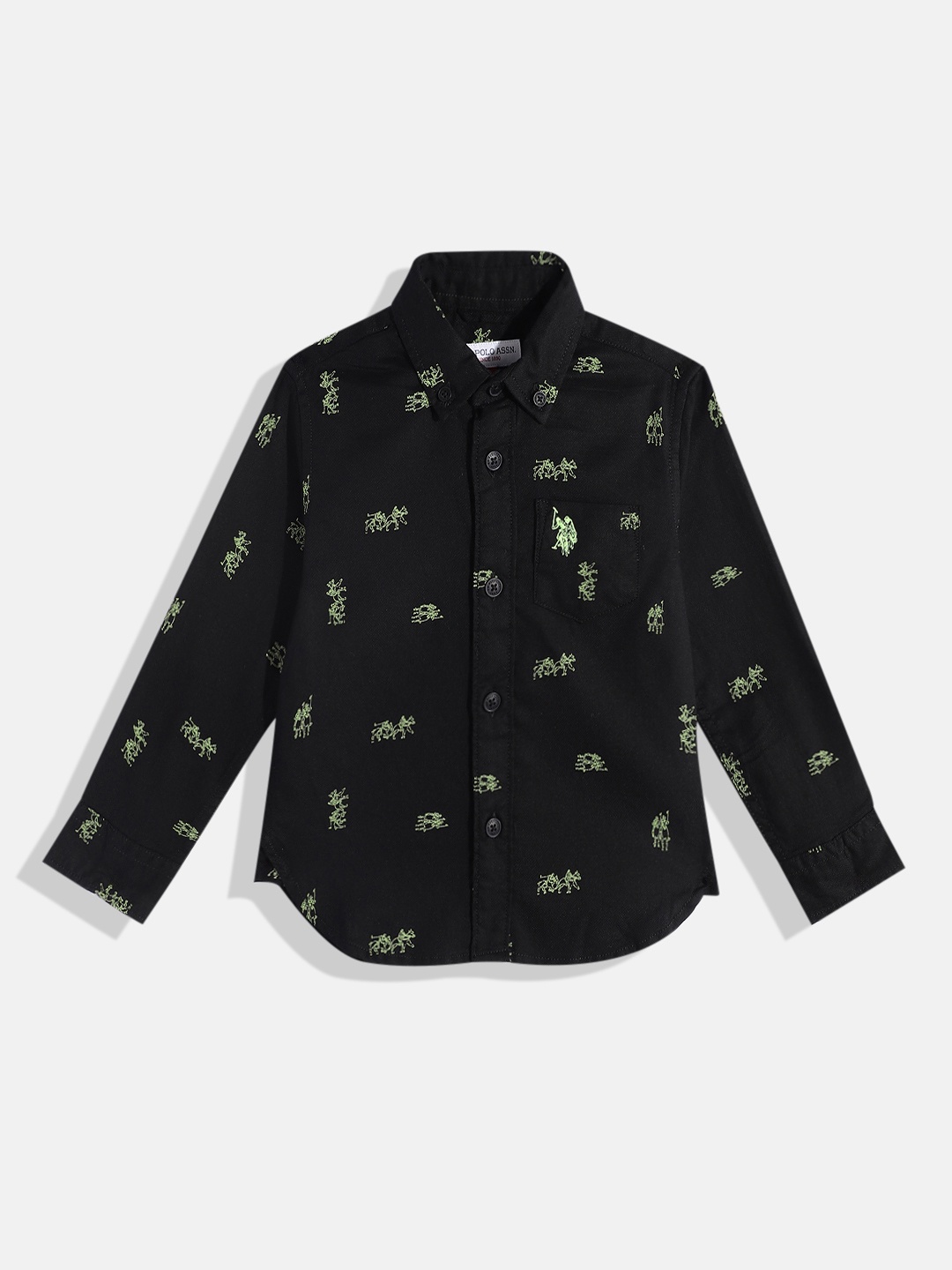 

U.S. Polo Assn. Kids Boys Brand Logo Printed Casual Shirt, Black
