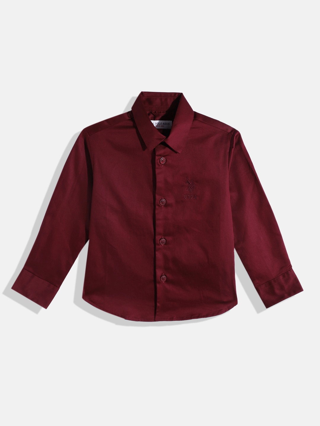 

U.S. Polo Assn. Kids Boys Spread Collar Pure Cotton Casual Shirt, Maroon