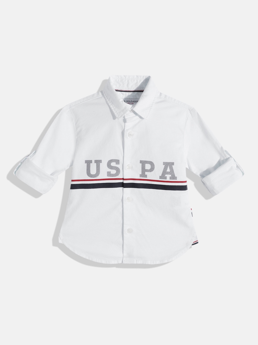 

U.S. Polo Assn. Kids Boys Brand Logo Printed Casual Shirt, White