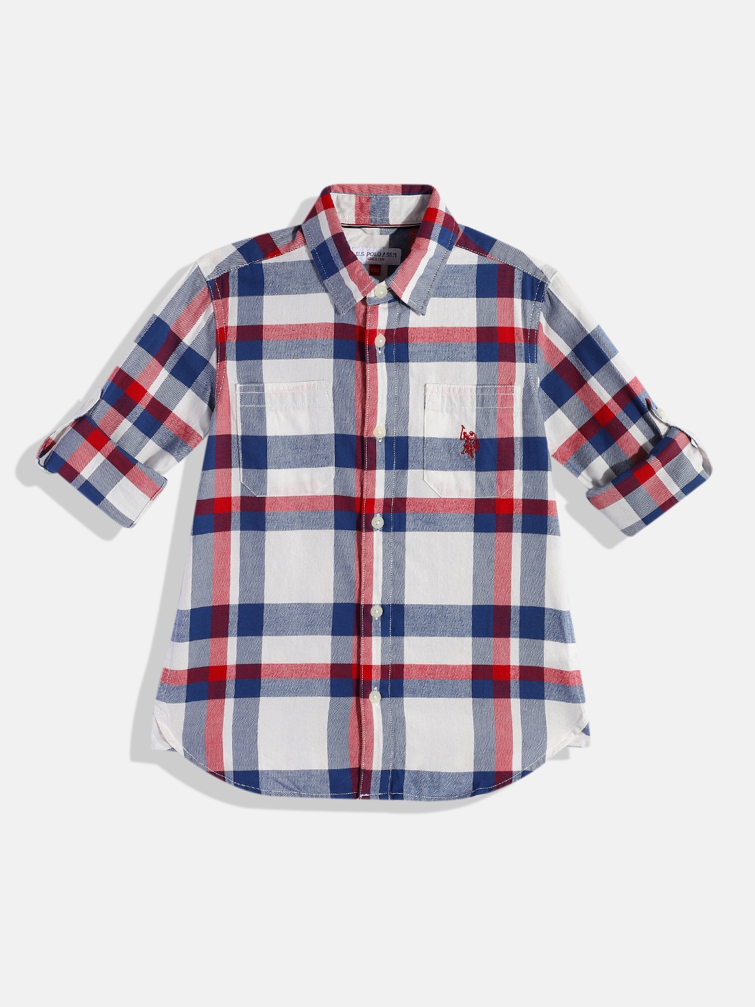 

U.S. Polo Assn. Kids Boys Tartan Checks Casual Shirt, White