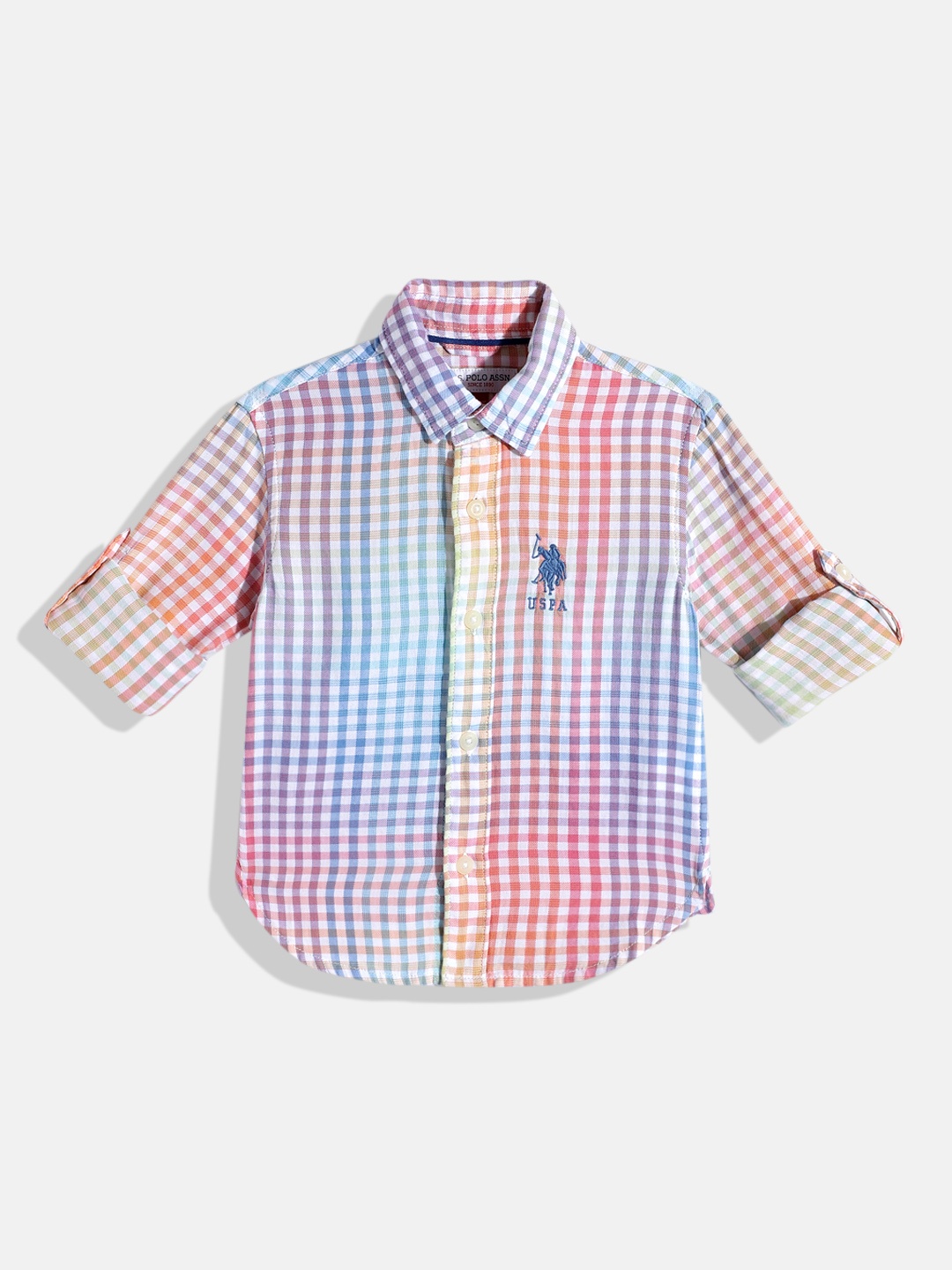 

U.S. Polo Assn. Kids Boys Gingham Checked Pure Cotton Casual Shirt, Multi