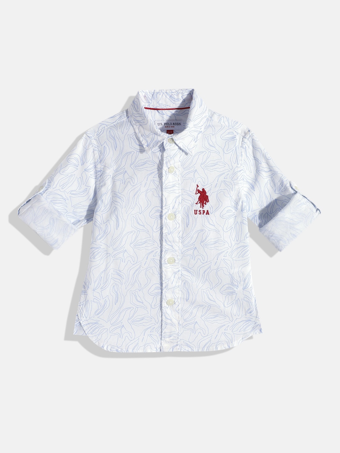 

U.S. Polo Assn. Kids Boys Abstract Printed Casual Shirt, White