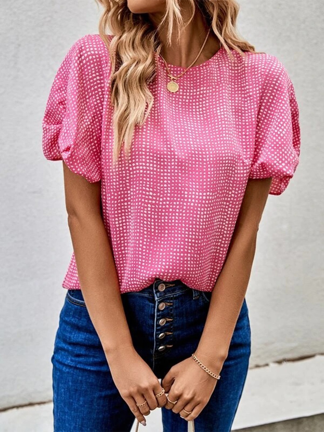 

Stylecast X Slyck Geometric Printed Top, Pink