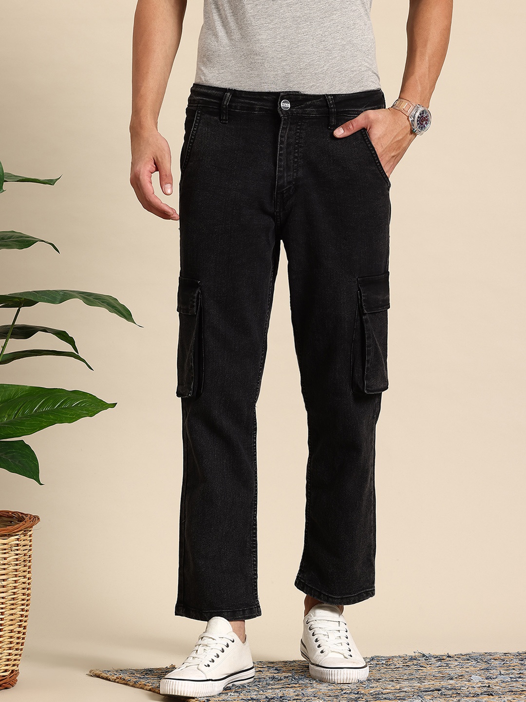 

Mast & Harbour Men Stretchable Regular Fit Jeans, Charcoal