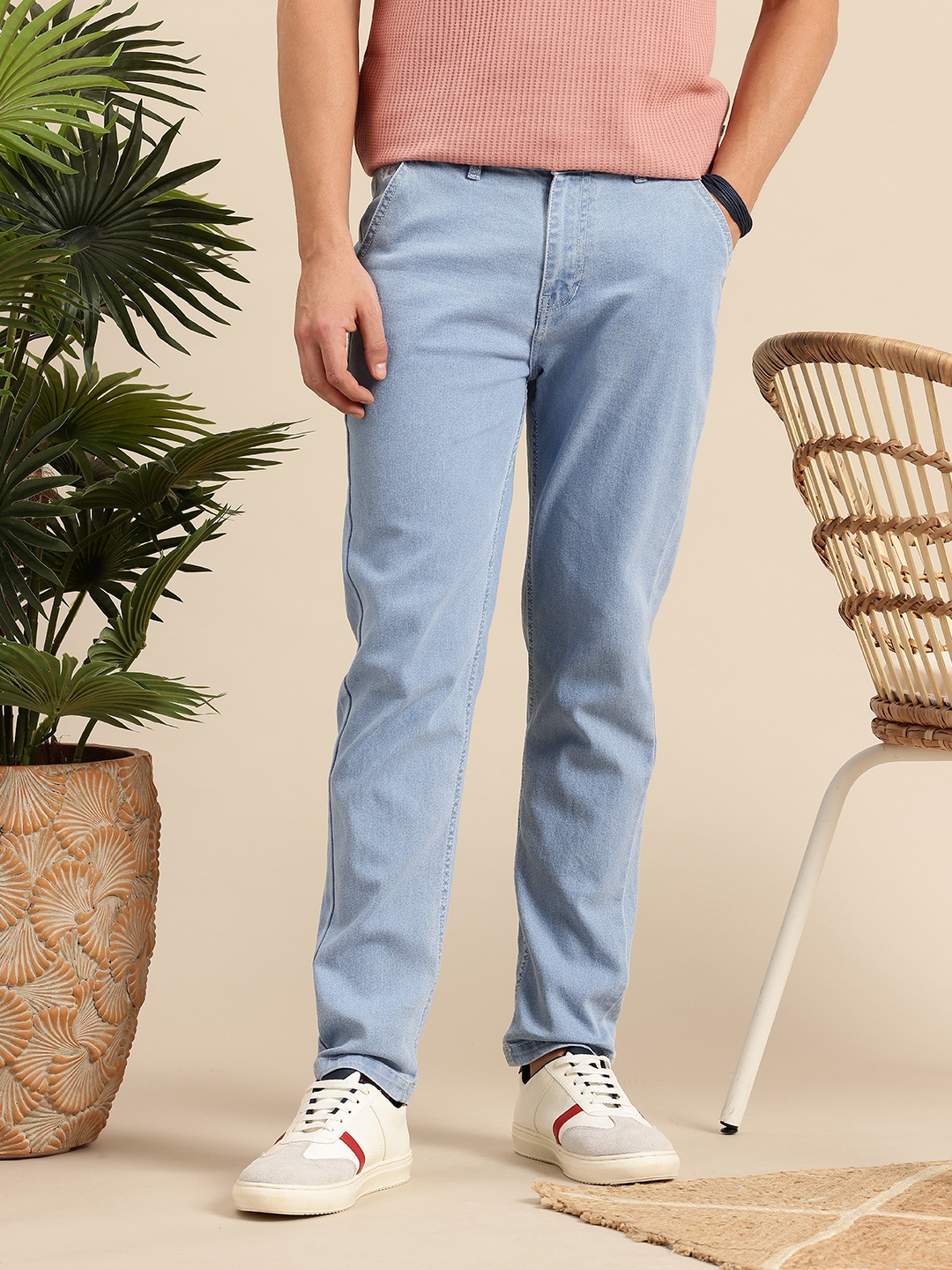 

Mast & Harbour Men Tapered Fit Light Fade Stretchable Jeans, Navy blue