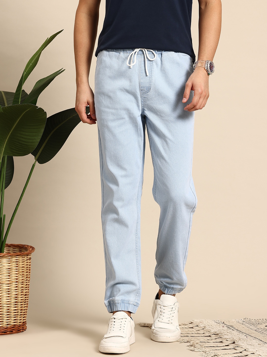 

Mast & Harbour Men Jogger Fit Stretchable Jeans, Blue