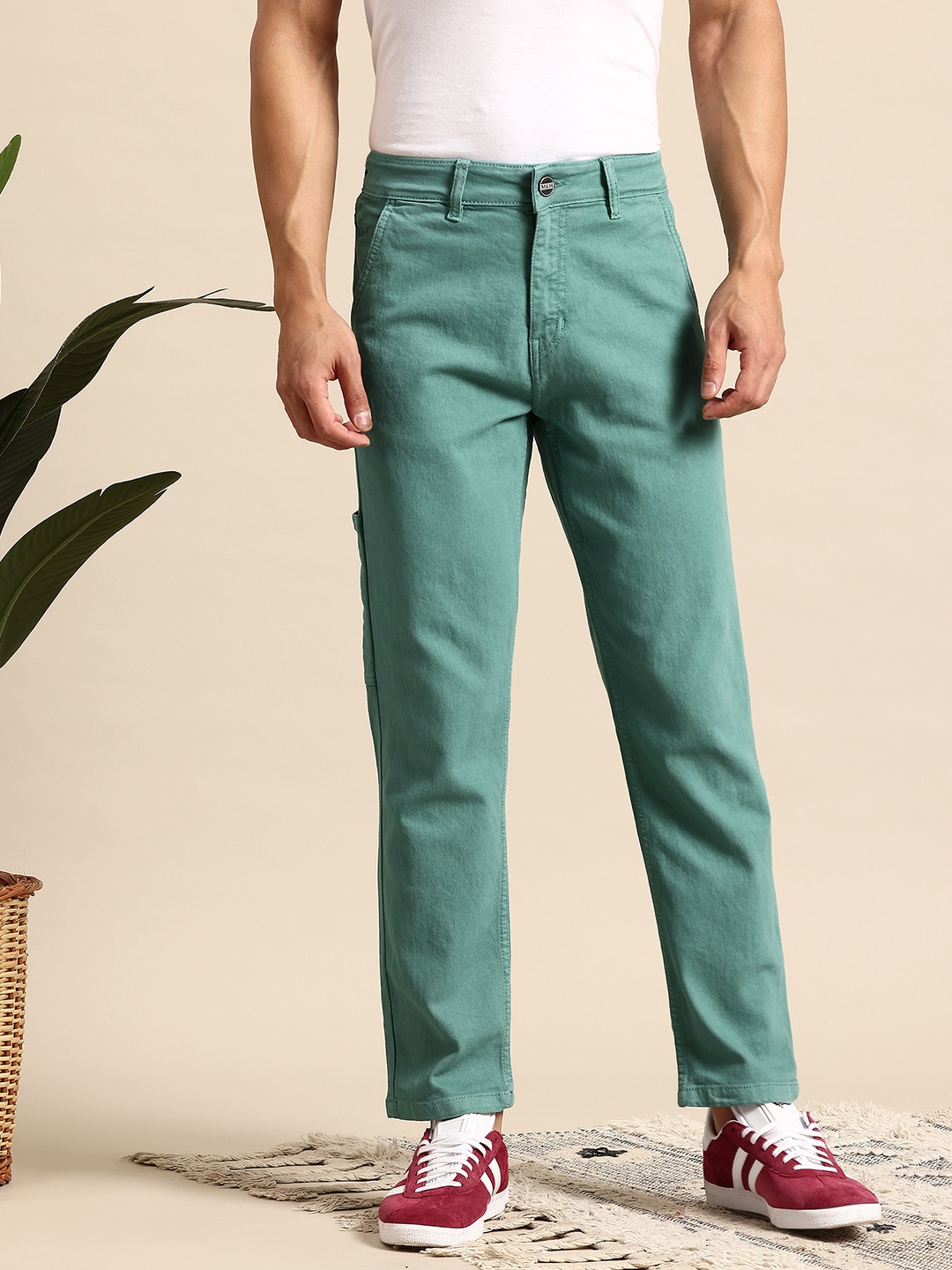 

Mast & Harbour Men Straight Fit Stretchable Jeans, Sea green