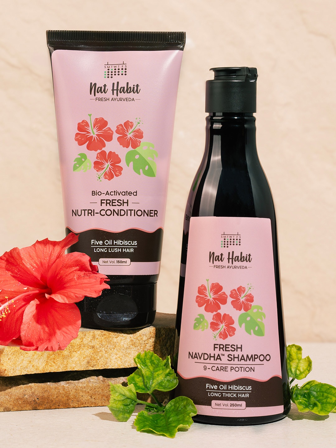 

Nat Habit Five Oil Hibiscus Shampoo & Conditioner Hair Care Combo, Pink