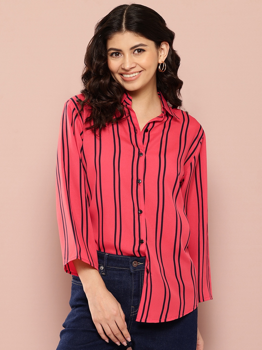 

Qurvii Comfort Striped Casual Shirt, Rust