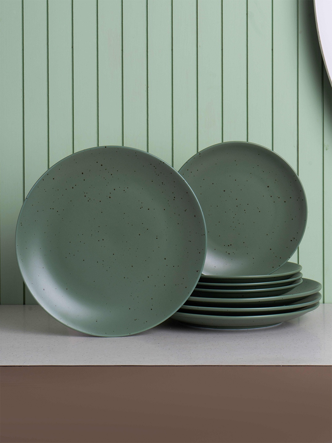 

JCPL Green Set Of 8 Fine Grains Green Dinner Set