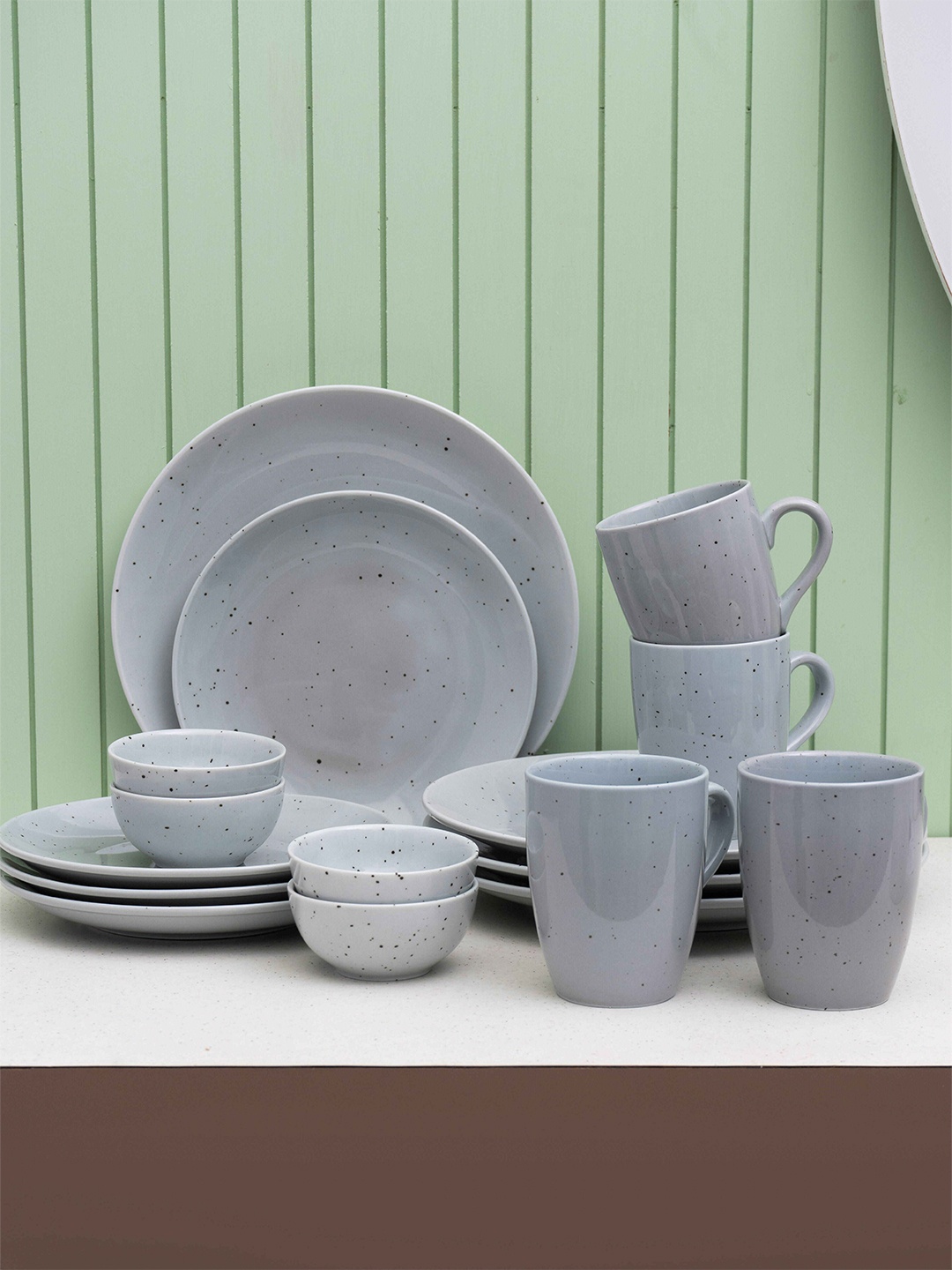 

JCPL 16 Pcs Grey Textured Dinner Set