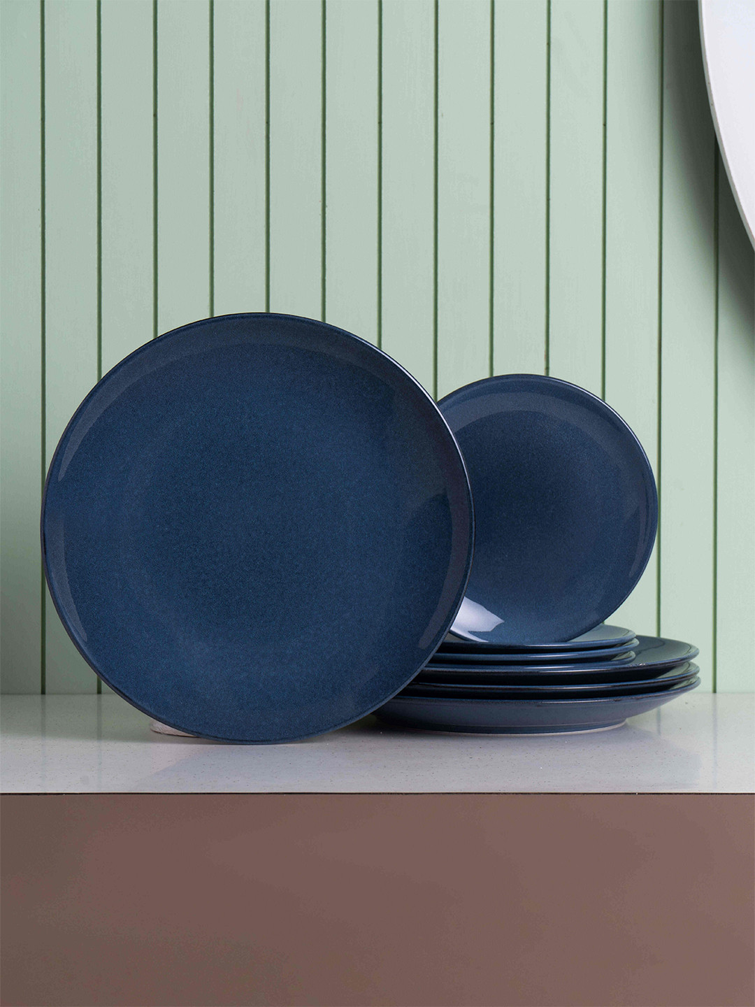 

JCPL Blue Set Of 8 Fine Reactive Denim Blue Dinner Set