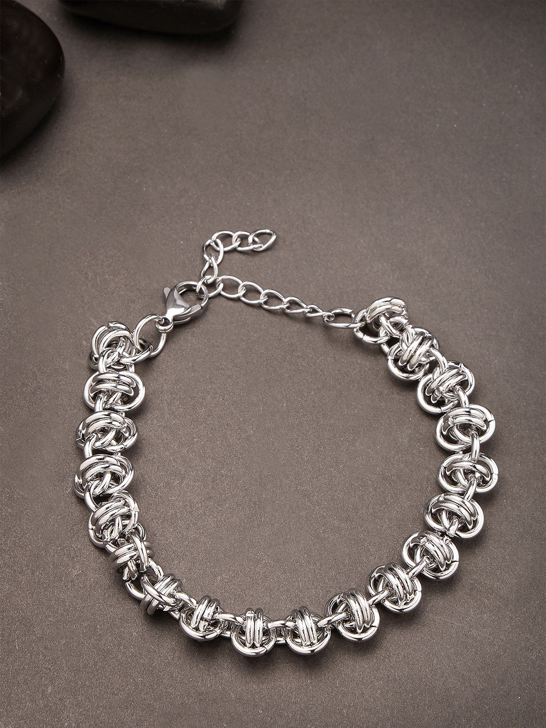 

Bohey by KARATCART Men Handcrafted Silver-Plated Link Bracelet