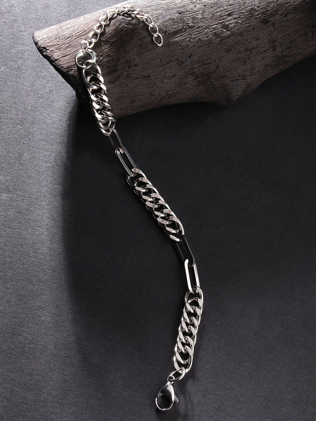 

Bohey by KARATCART Men Handcrafted Silver-Plated Link Bracelet