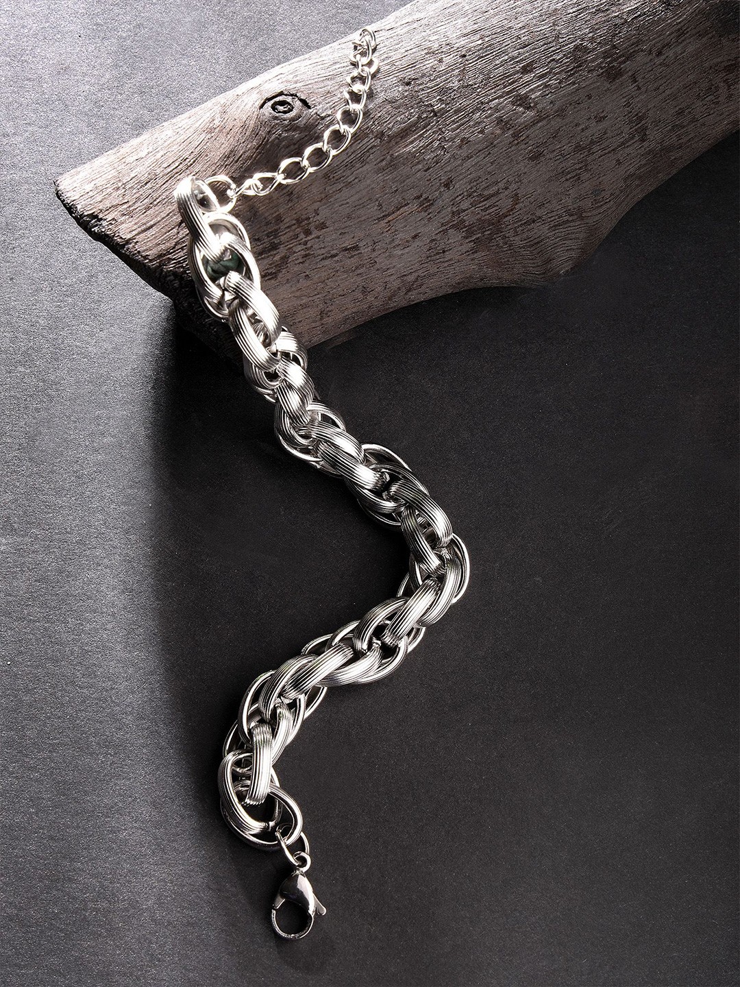 

Bohey by KARATCART Men Handcrafted Silver-Plated Link Bracelet
