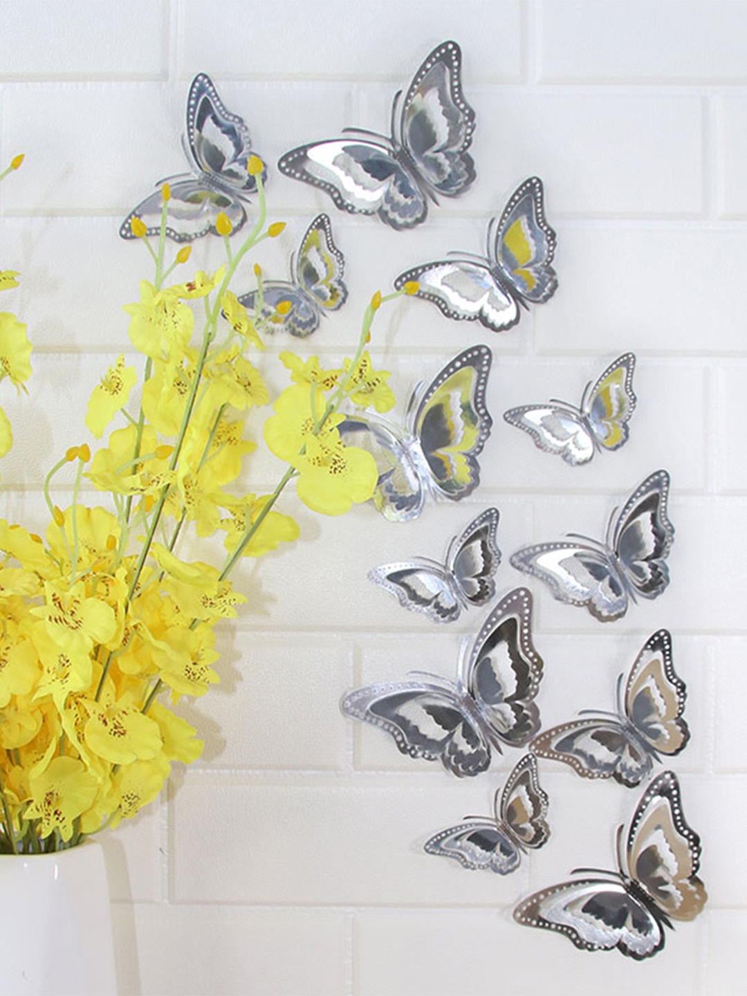

Art Street 12 Pcs Butterfly Wall Sticker, Silver