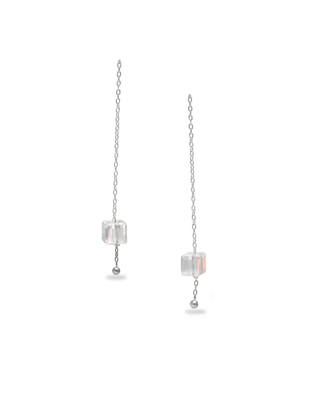 

De Flossy Silver Women 925 Sterling Silver Square Drop Earrings