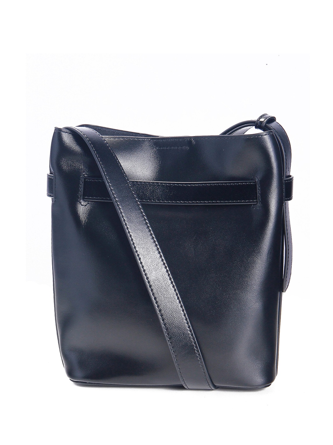 

Calvadoss Textured Leather Bucket Sling Bag, Black