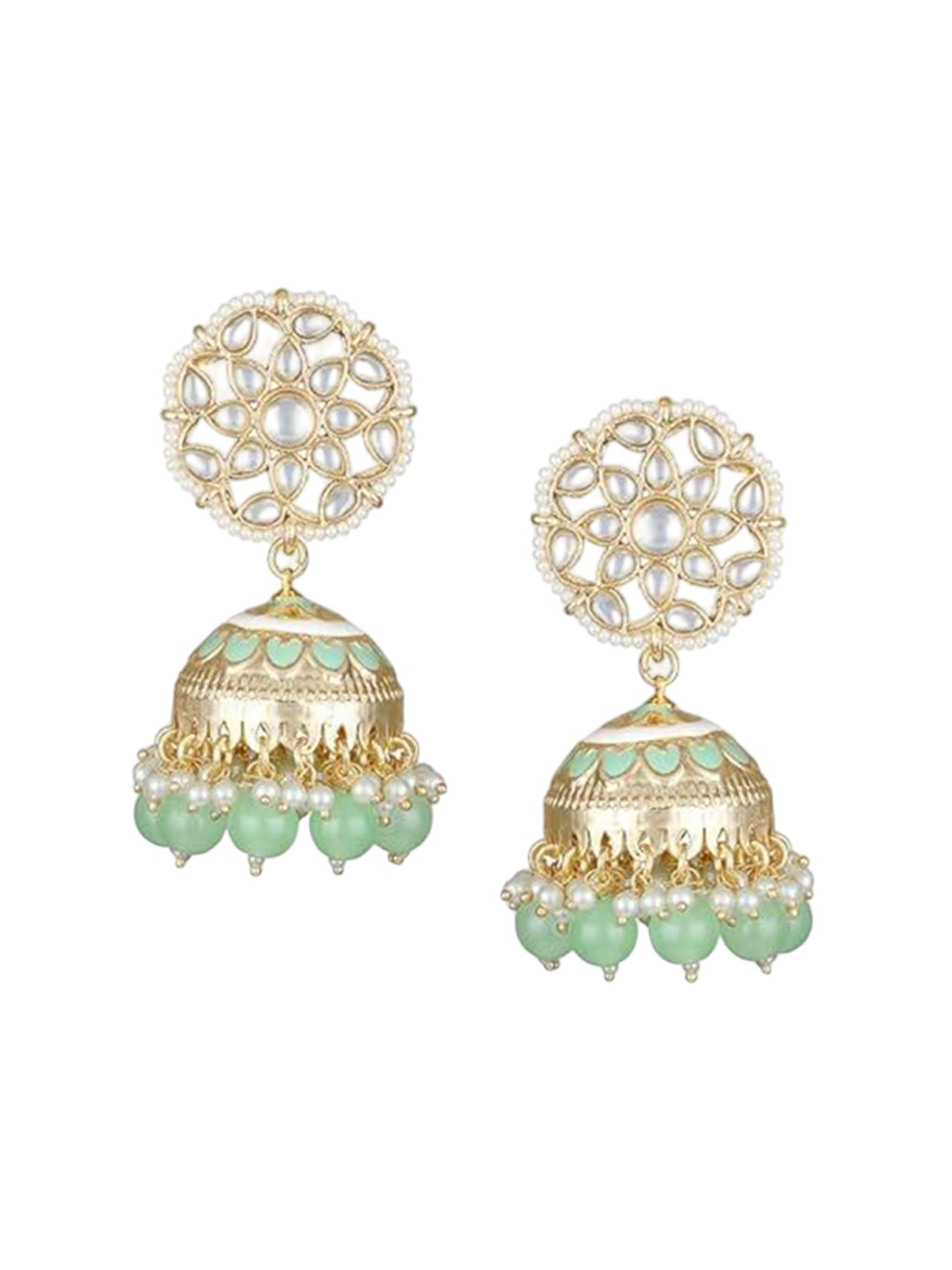 

BDIVA 18K Gold Plated Dome Shaped Kundan Studded Jhumkas