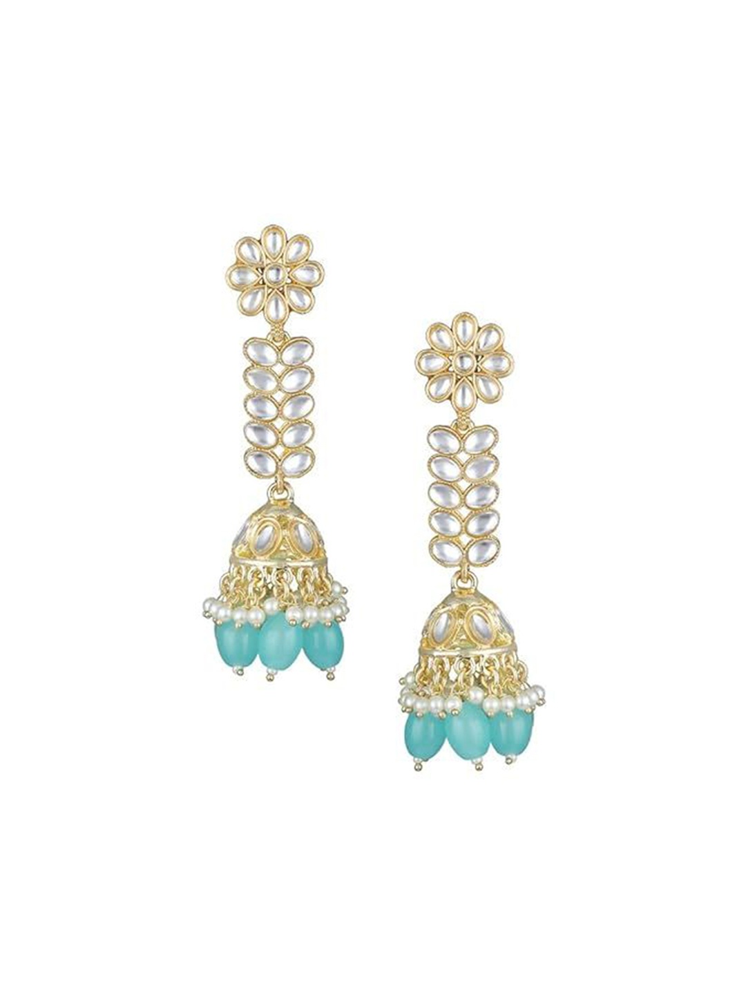 

BDIVA 18K Gold Plated Dome Shaped Kundan Studded Jhumkas