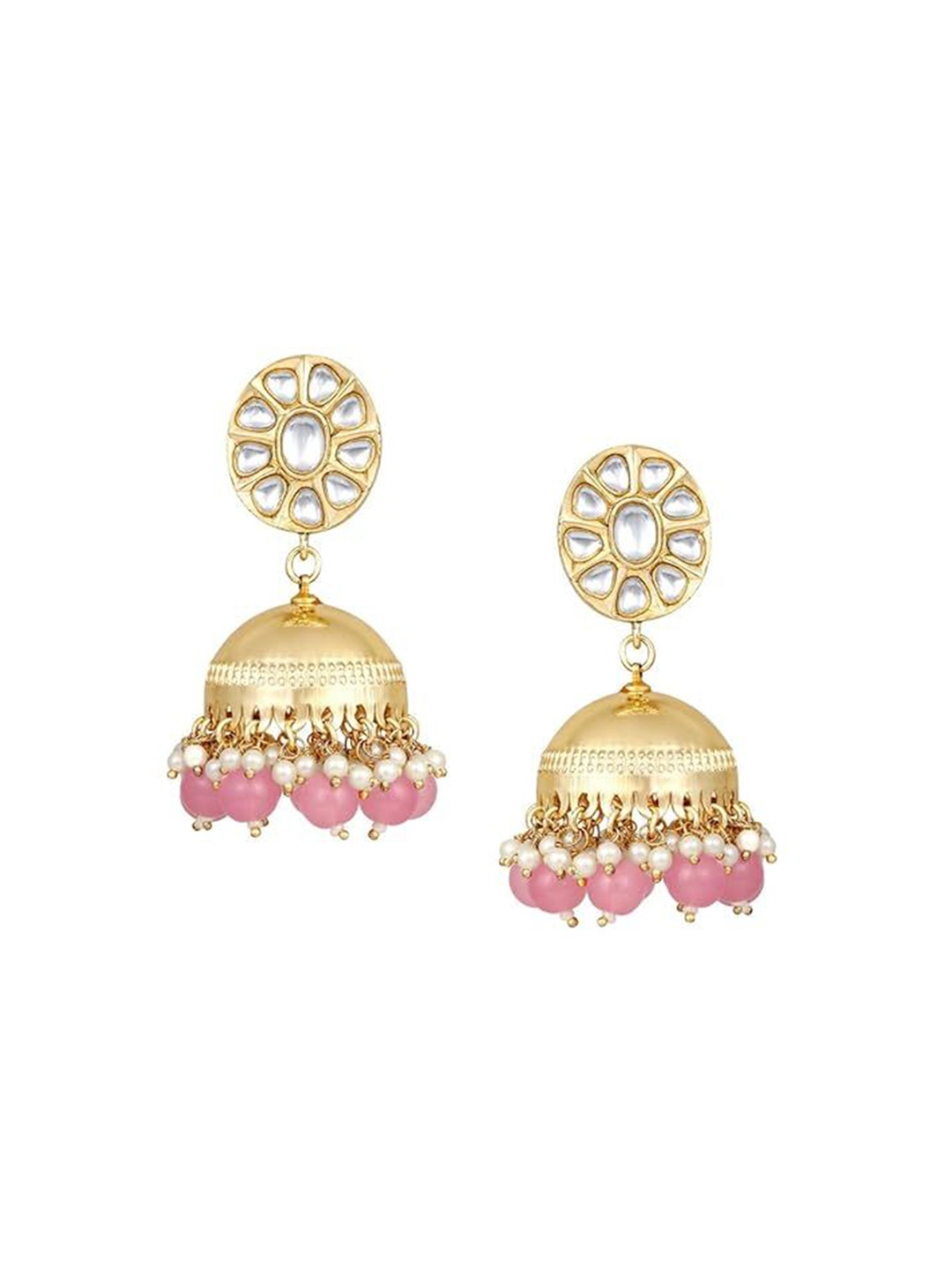 

BDIVA 18K Gold Plated Dome Shaped Kundan Studded Jhumkas