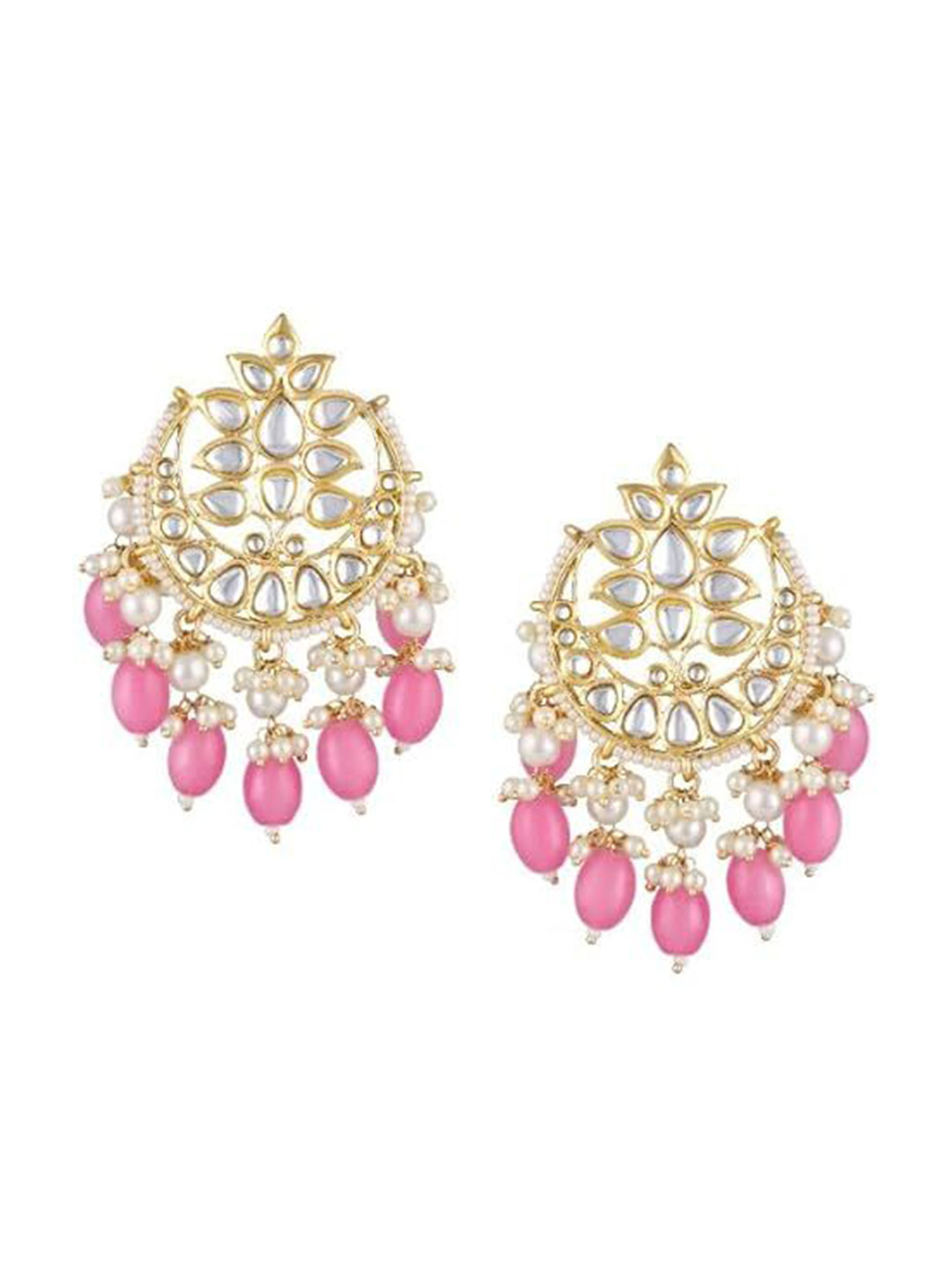 

BDIVA 18K Gold Plated Contemporary Chandelier Kundan Studded Drop Earrings