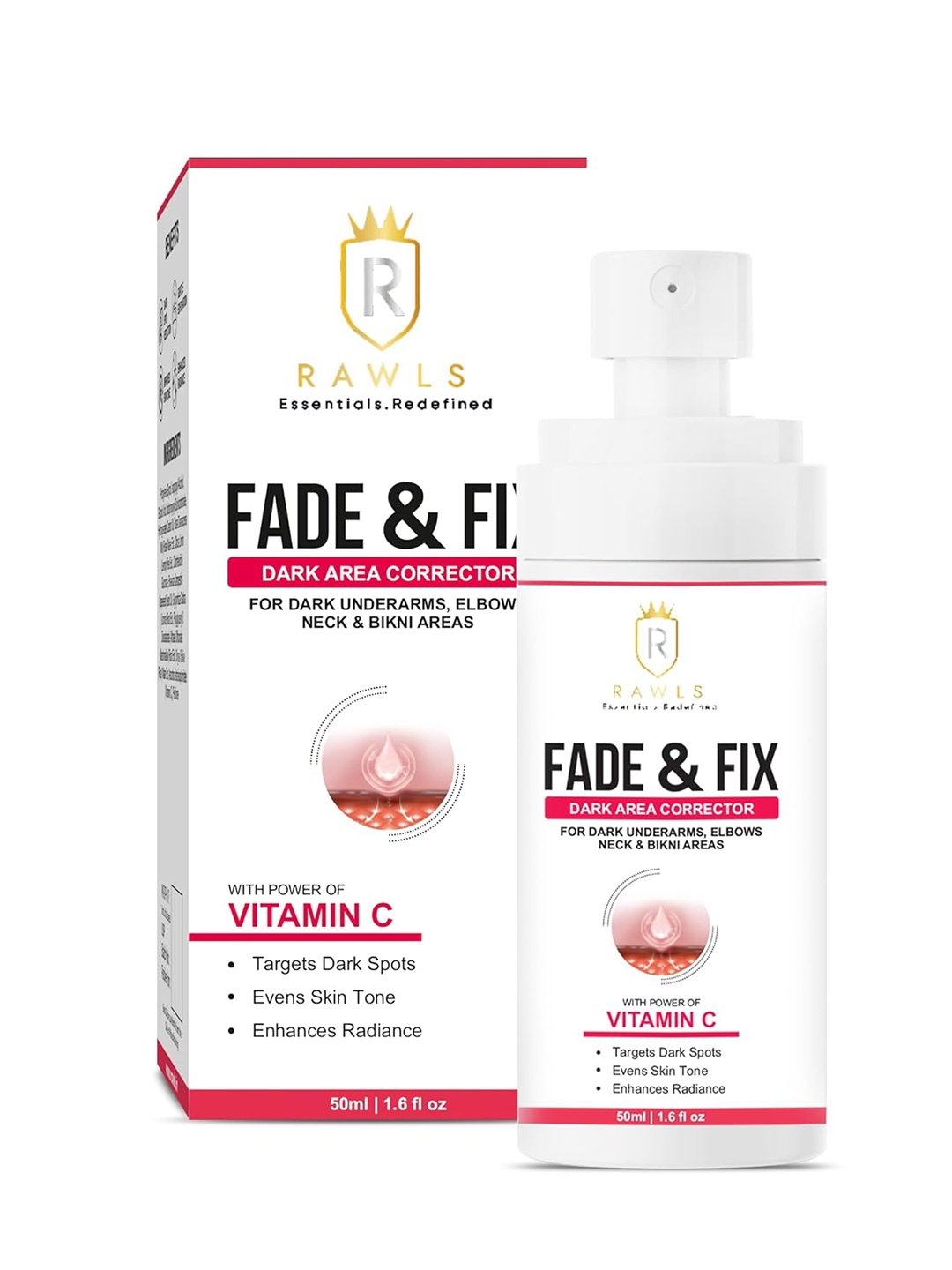 RAWLS Fade & Fix Dark Area Corrector Spray With Vitamin C - 50ml, White