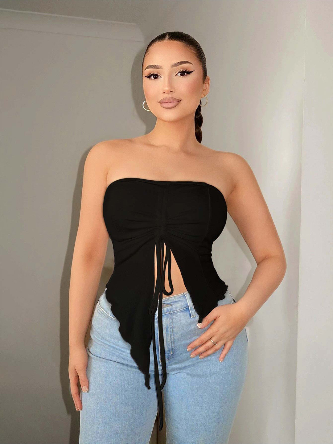 

Stylecast X Slyck Tube Crop Top, Black