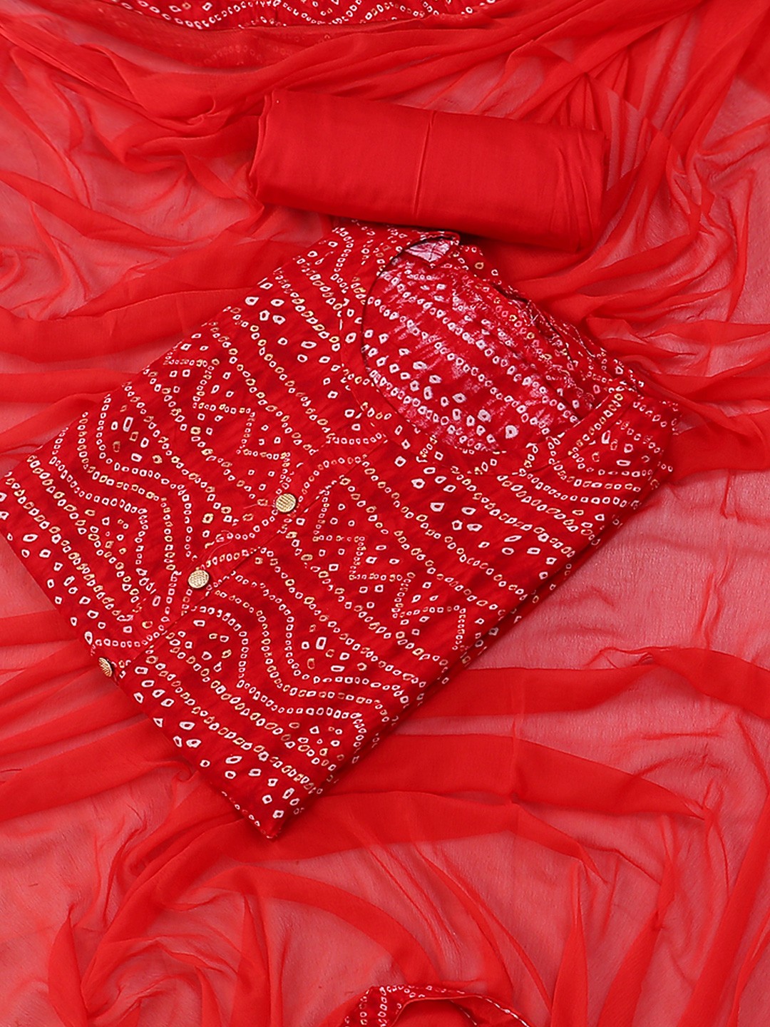 

SALWAR STUDIO Printed Viscose Rayon Unstitched Dress Material, Red