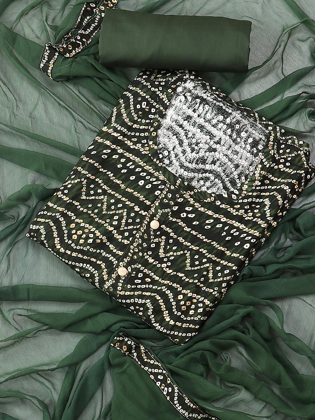 

SALWAR STUDIO Printed Viscose Rayon Unstitched Dress Material, Green