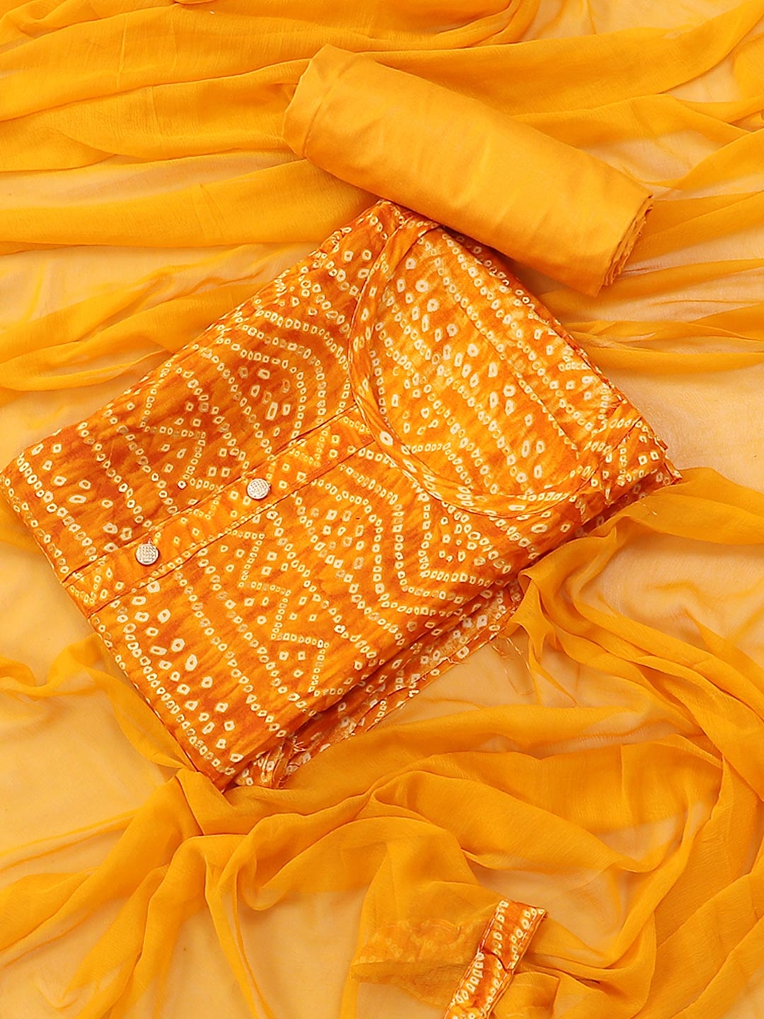 

SALWAR STUDIO Printed Viscose Rayon Unstitched Dress Material, Mustard