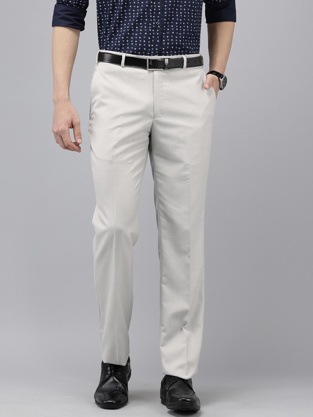 

Park Avenue Men Regular Fit Formal Trousers, Grey