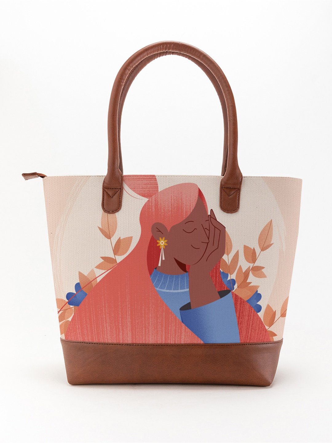 

Kalankit Printed Shopper Tote Bag with Bow Detail, Beige