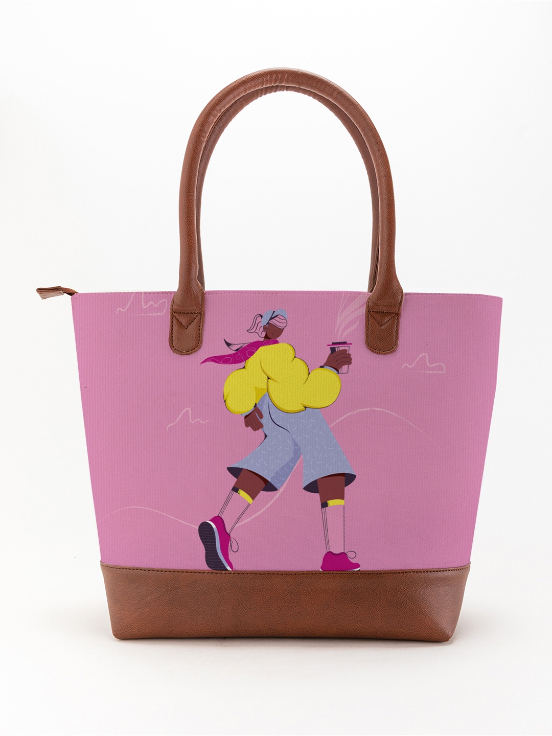 

Kalankit Floral Structured Tote Bag with Applique, Pink