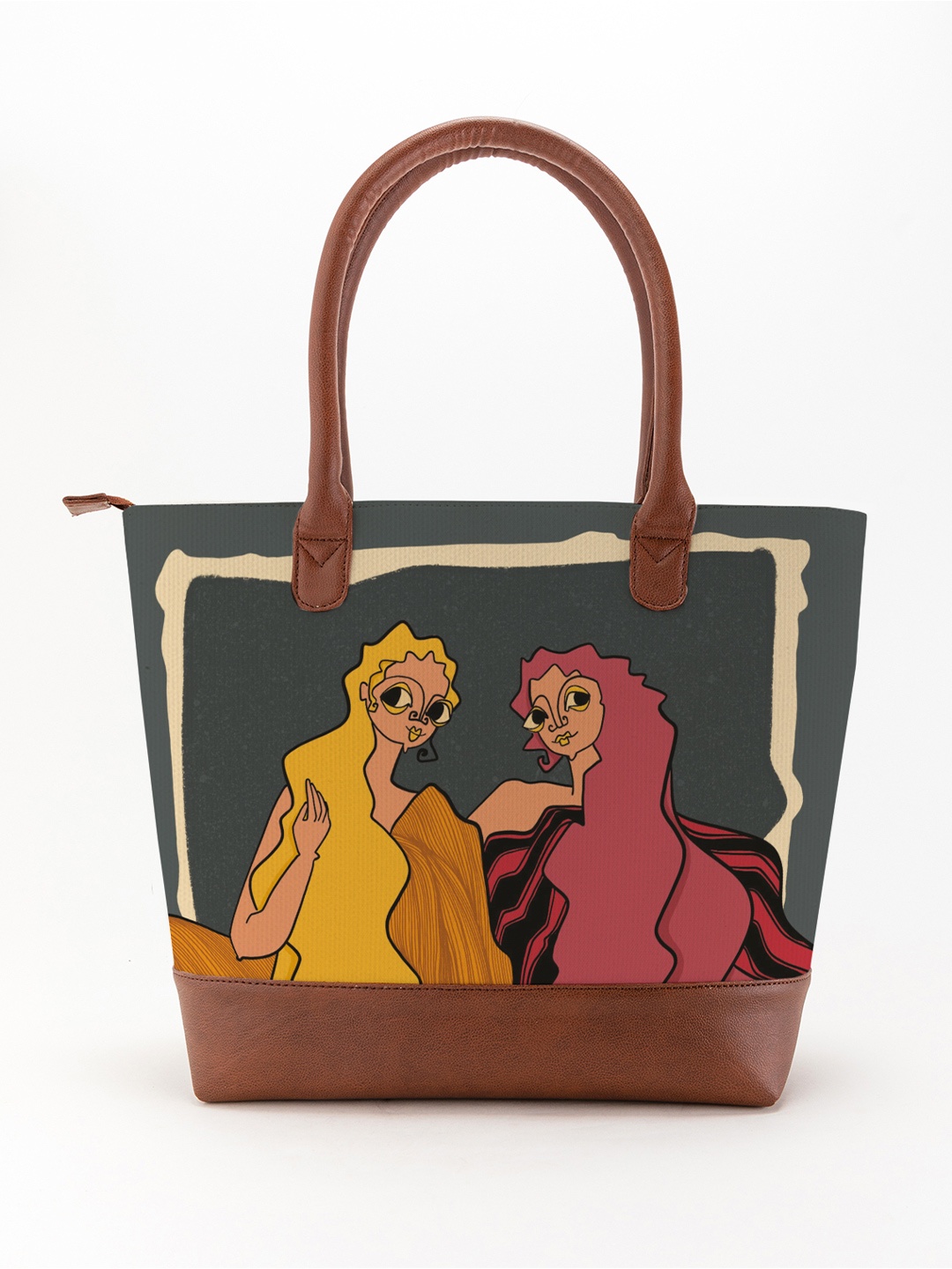 

Kalankit Printed Shopper Tote Bag with Applique, Grey