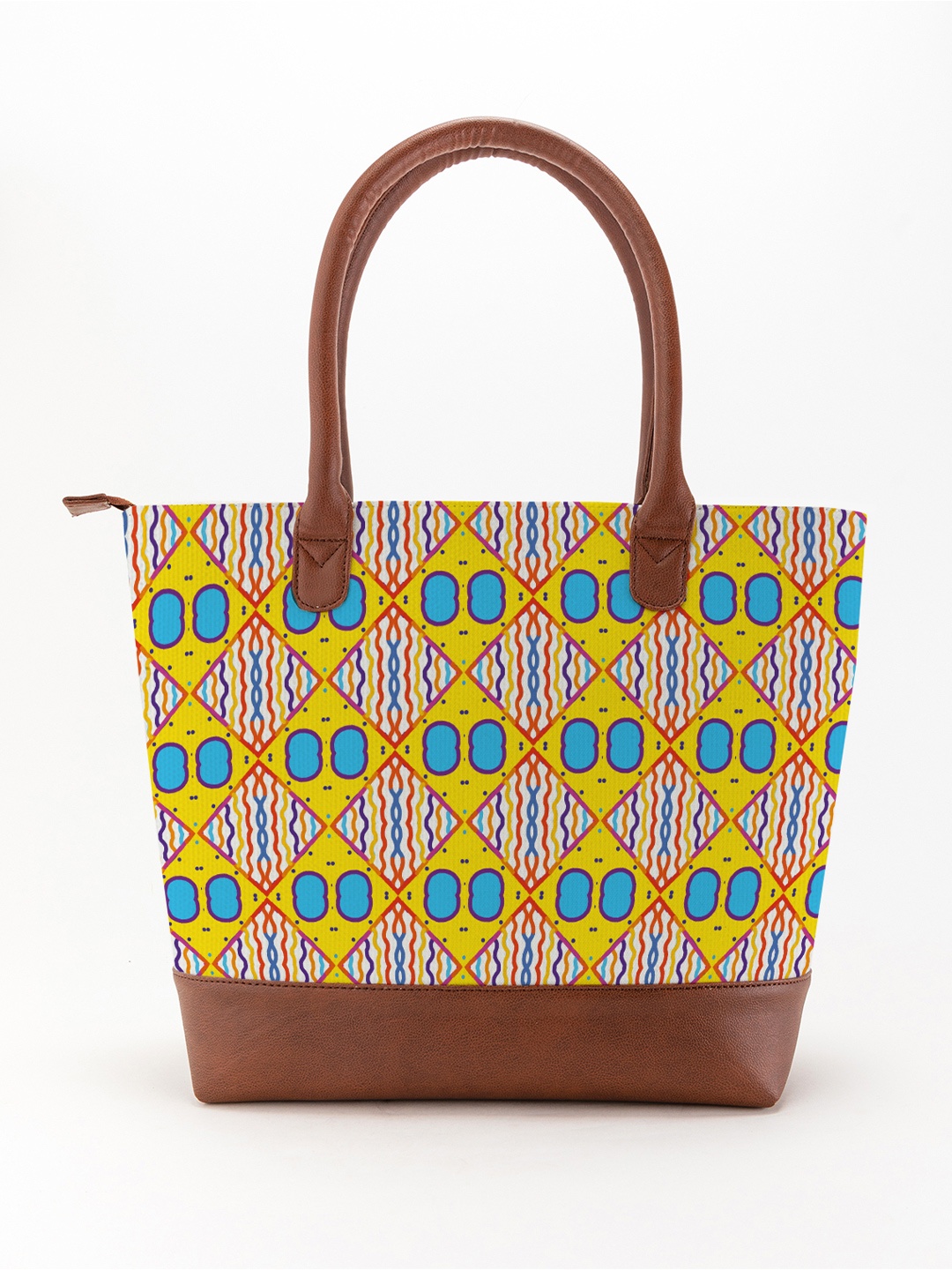 

Kalankit Geometric Printed Structured Tote Bag, Yellow